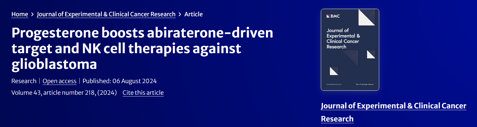 Progesterone boosts abiraterone-driven target and NK cell therapies against glioblastoma