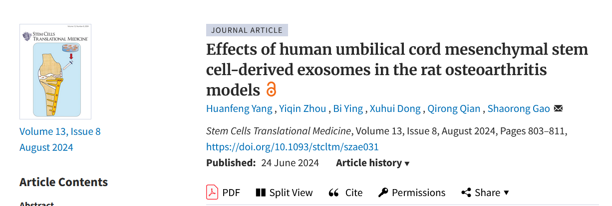 Effects of human umbilical cord mesenchymal stem cell-derived exosomes in the rat osteoarthritis models