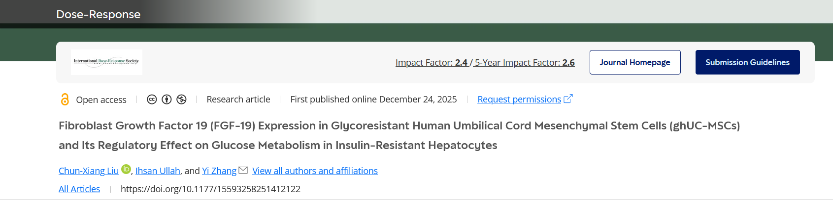 Fibroblast Growth Factor 19 (FGF-19) Expression in Glycoresistant Human Umbilical Cord Mesenchymal Stem Cells (ghUC-MSCs) and Its Regulatory Effect on Glucose Metabolism in Insulin-Resistant Hepatocytes