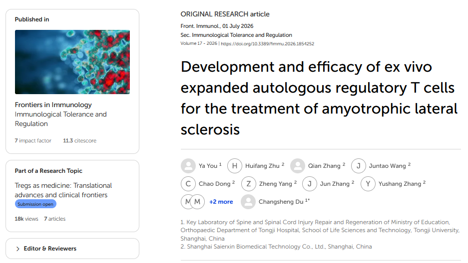 Development and efficacy of ex vivo expanded autologous regulatory T cells for the treatment of amyotrophic lateral sclerosis