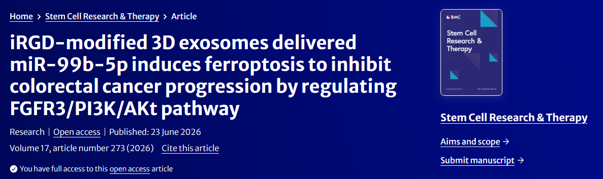 iRGD-modified 3D exosomes delivered miR-99b-5p induces ferroptosis to inhibit colorectal cancer progression by regulating FGFR3/PI3K/AKt pathway
